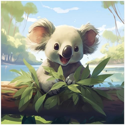 Wallario Möbelfolie selbstklebend/Aufkleber, Tischfolie geeignet für IKEA Lack Tisch - Möbeldeko Australische Idylle: Der lächelnde Koala in 55 x 55 cm von Wallario