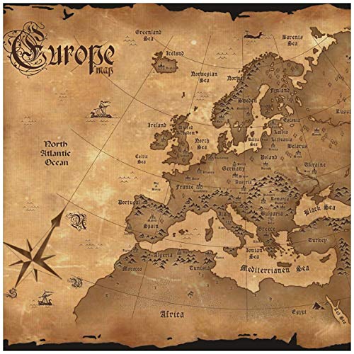 Wallario Möbelfolie selbstklebend/Aufkleber, Tischfolie geeignet für IKEA Lack Tisch - Möbeldeko Alte Weltkarte Karte von Europa in englisch in 55 x 55 cm von Wallario