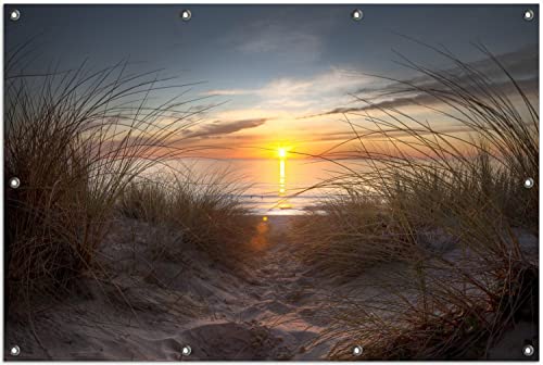 Wallario Outdoor-Poster für Garten oder Balkon Sonnenuntergang am Strand, Motivbanner Größe: ca. 100 x 150 cm, Outdoor-Bild von Wallario