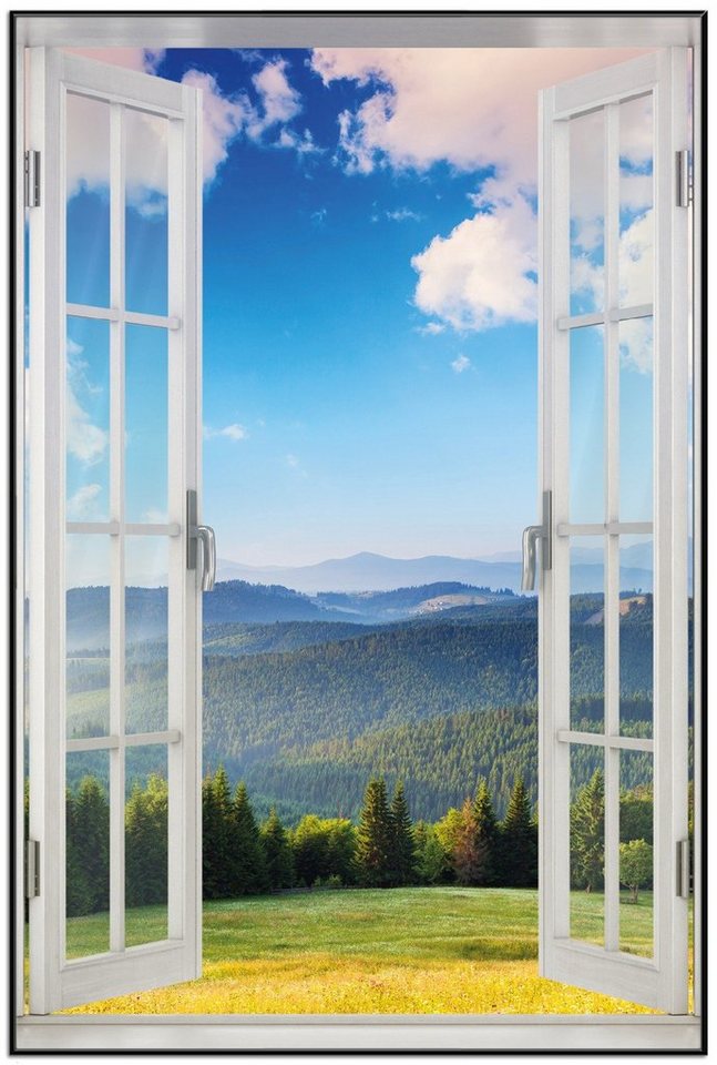 Wallario Poster, Berglandschaft im Gebirge unter blauem Himmel, in verschiedenen Ausführungen von Wallario