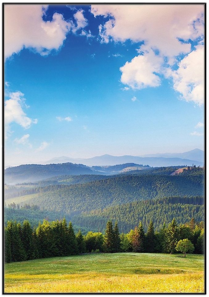 Wallario Poster, Berglandschaft im Gebirge unter blauem Himmel, in verschiedenen Ausführungen von Wallario