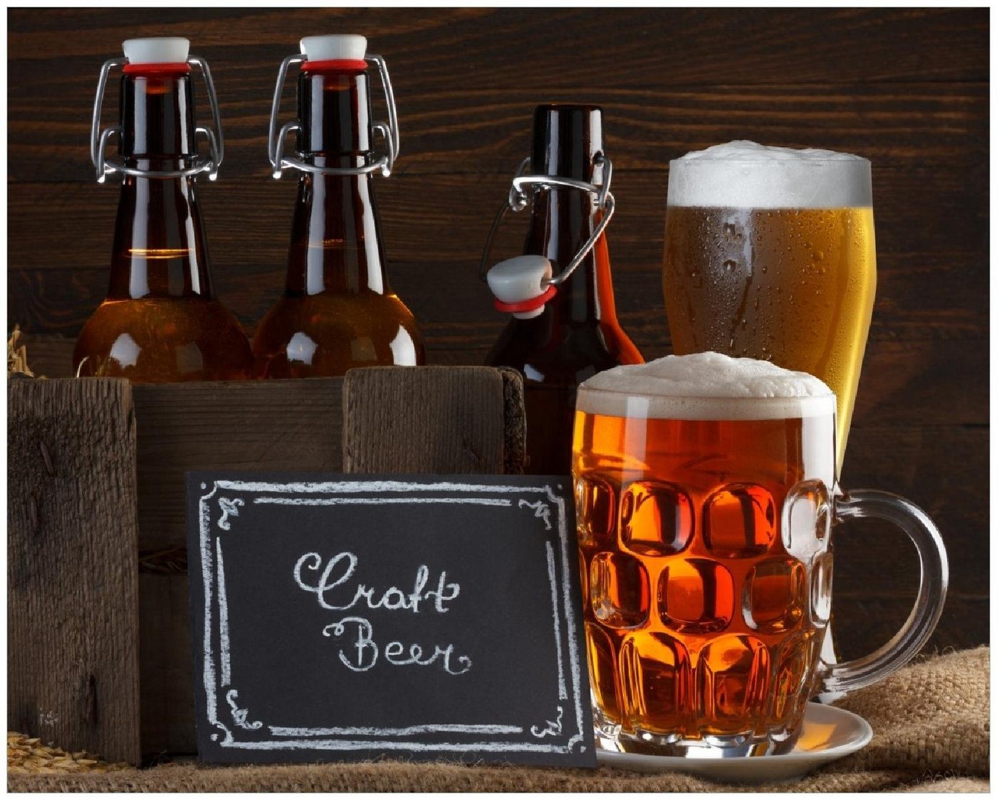 Wallario Poster, Biervarianten - Pils im Glas Flaschenbier Schild Craft Beer, in verschiedenen Ausführungen von Wallario