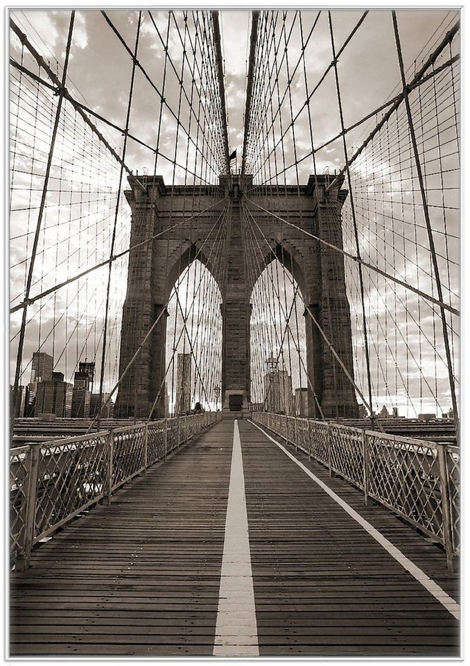 Wallario Poster, Brooklyn Bridge in New York, in verschiedenen Ausführungen von Wallario