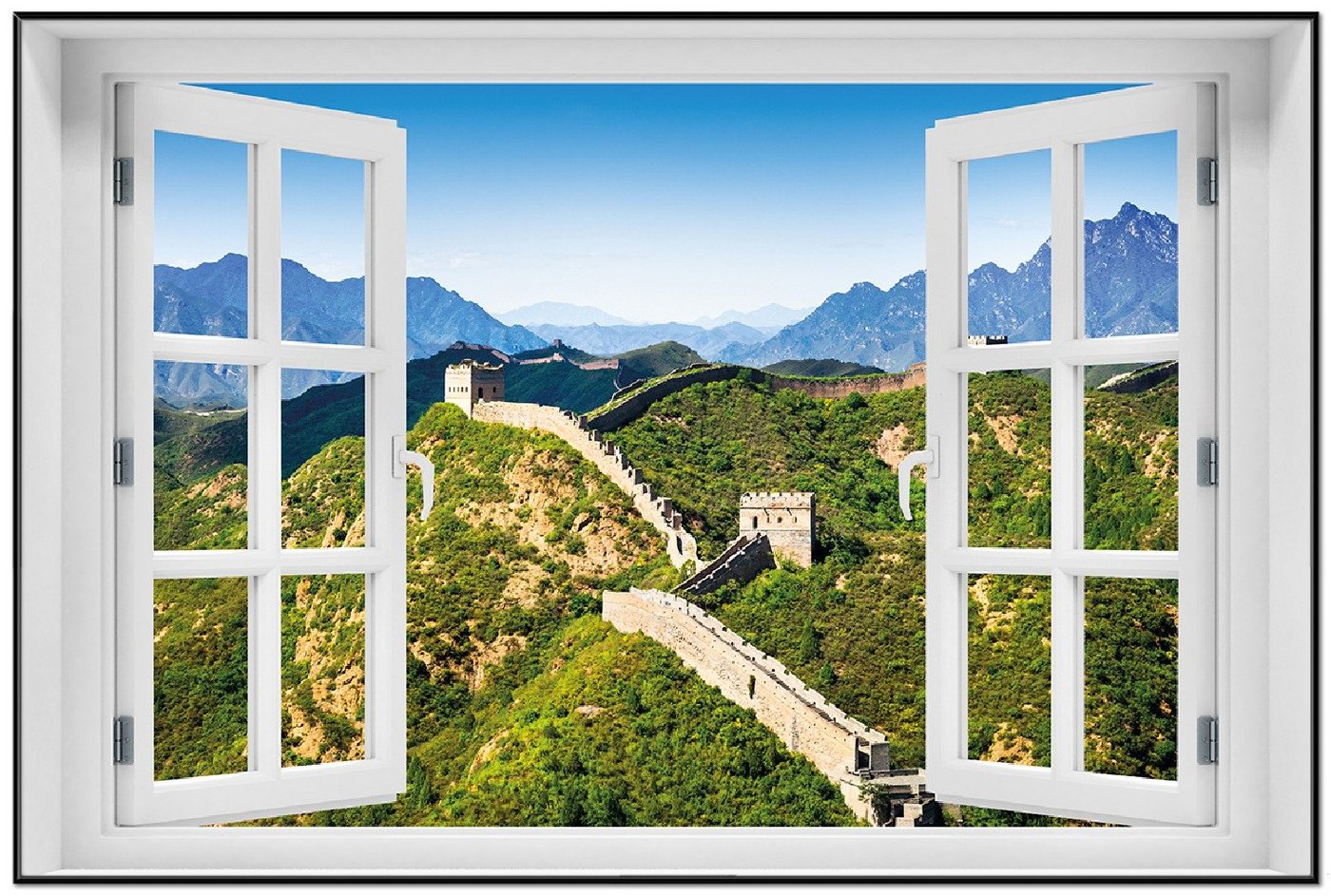 Wallario Poster, Die Chinesische Mauer - Wahrzeichen in China im Sommer, in verschiedenen Ausführungen von Wallario