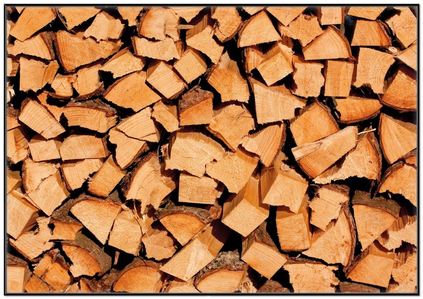 Wallario Poster, Holzstapel gehackt - Holzscheite für den Kamin, in verschiedenen Ausführungen von Wallario