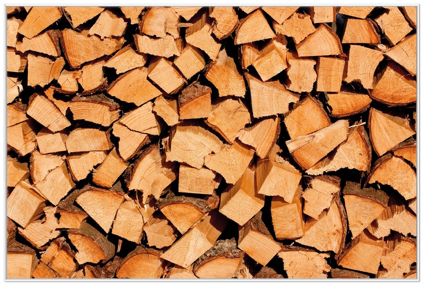 Wallario Poster, Holzstapel gehackt - Holzscheite für den Kamin, in verschiedenen Ausführungen von Wallario