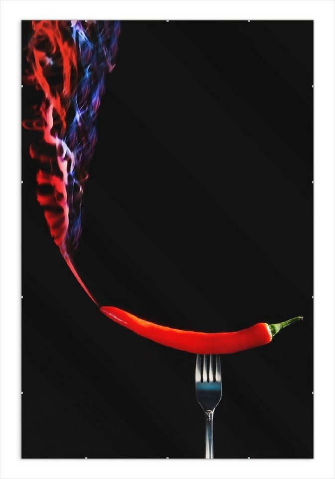 Wallario Poster, Rauchende Chili-Schote an einer Gabel, in verschiedenen Ausführungen von Wallario