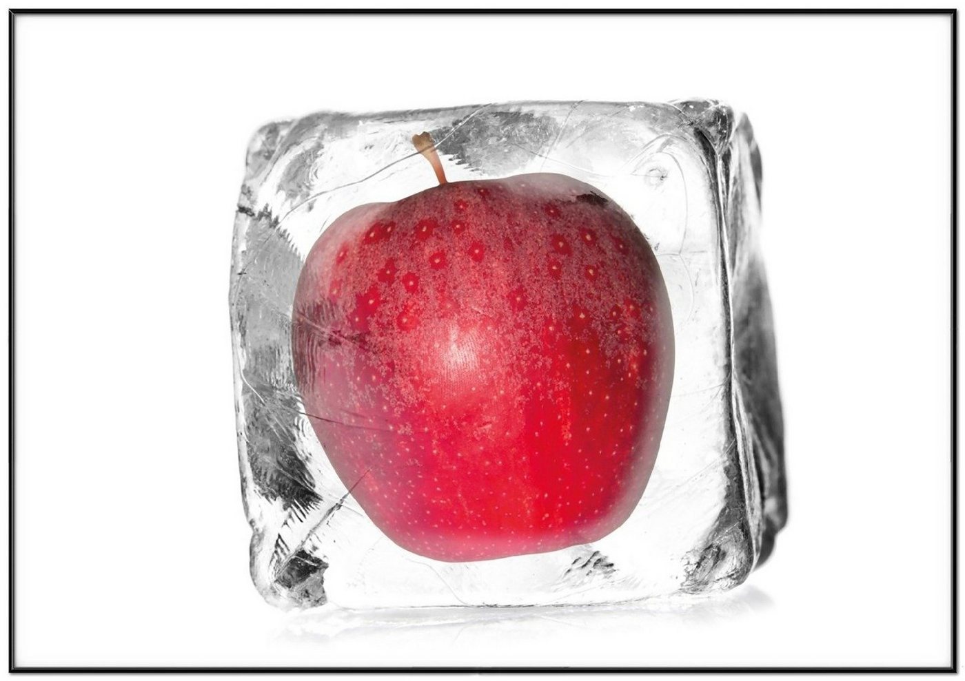 Wallario Poster, Roter Apfel in Eiswürfel - Eiskaltes Obst, in verschiedenen Ausführungen von Wallario