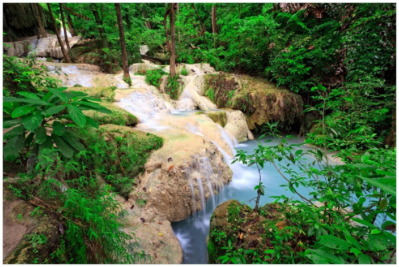 Wallario Poster, Verborgener Wasserfall in einem tropischen Wald, in verschiedenen Ausführungen von Wallario