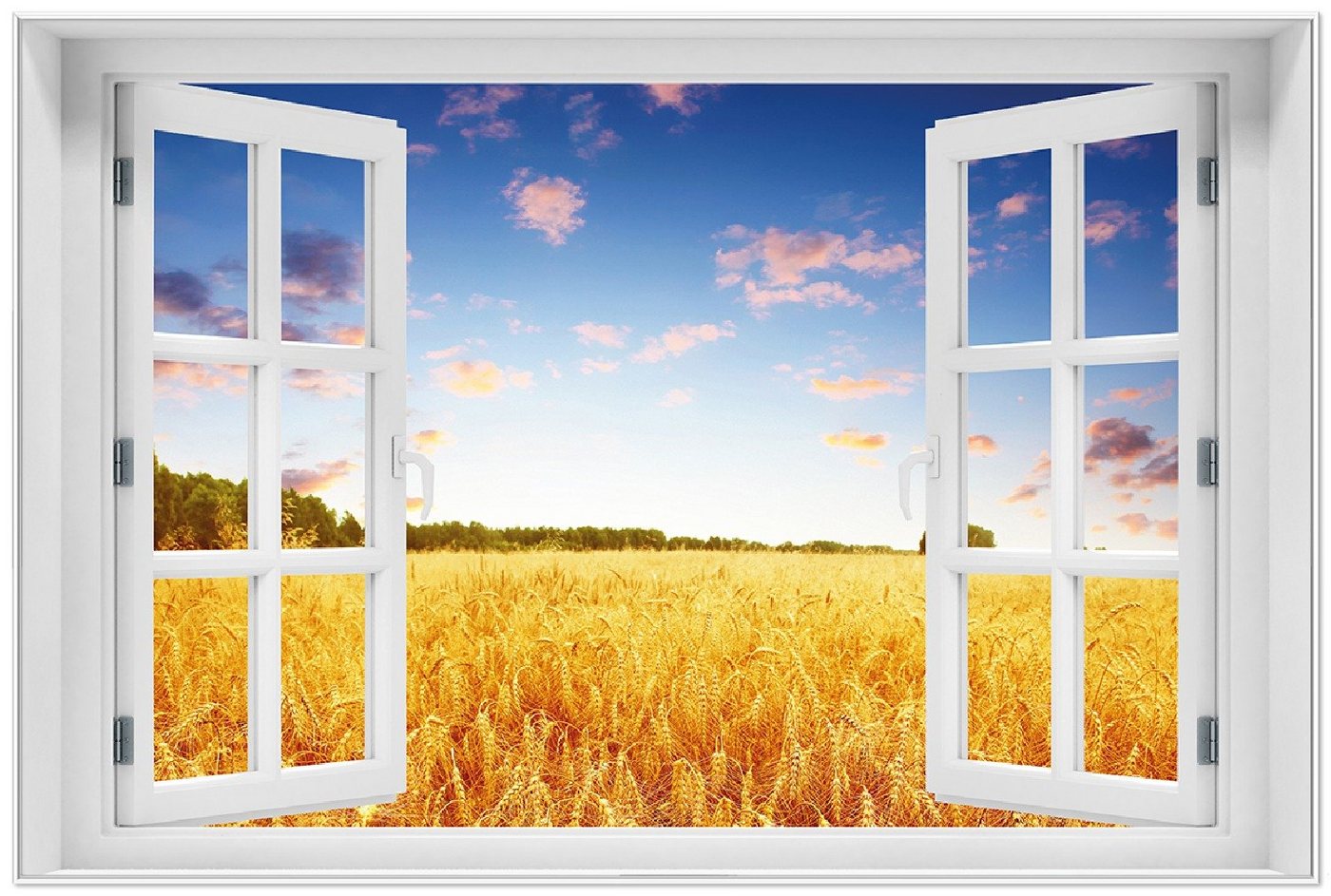 Wallario Poster, Weizenfeld unter blauem Himmel, in verschiedenen Ausführungen von Wallario