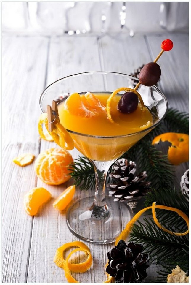Wallario Poster, Winterlicher Cocktail in orange, in verschiedenen Ausführungen von Wallario