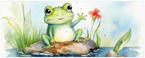 Wallario Poster - Frosch in Aquarell in Premiumqualität, Größe: 50 x 125 cm von Wallario