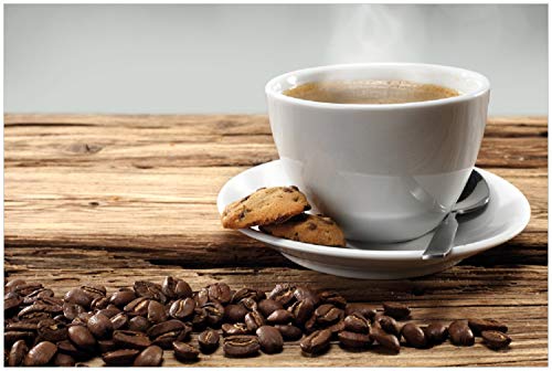 Wallario Poster - Heiße Tasse Kaffee mit Kaffeebohnen in Premiumqualität, Größe: 100 x 150 cm XXL-Poster Wallario Poster - Heiße Tasse Kaffee mit Kaffeebohnen in Premiumqualität, Größe: 100 x 150 cm XXL-Poster von Wallario