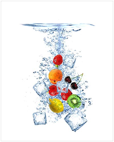 Wallario Poster - Obst-Eiswürfel-Mix im Wasser mit weißem Hintergrund in Premiumqualität, Größe: 40 x 50 cm Wallario Poster - Obst-Eiswürfel-Mix im Wasser mit weißem Hintergrund in Premiumqualität, Größe: 40 x 50 cm von Wallario