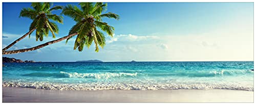 Wallario Poster - Sandstrand auf den Seychellen - Urlaub unter Palmen in Premiumqualität, Größe: 80 x 200 cm XXL-Poster Wallario Poster - Sandstrand auf den Seychellen - Urlaub unter Palmen in Premiumqualität, Größe: 80 x 200 cm XXL-Poster von Wallario