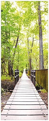 Wallario Poster - Spaziergang im Wald Holzweg über einen Fluss in Premiumqualität, Größe: 80 x 200 cm XXL-Poster Wallario Poster - Spaziergang im Wald Holzweg über einen Fluss in Premiumqualität, Größe: 80 x 200 cm XXL-Poster von Wallario