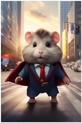 Wallario Poster - Super-Hamster in Premiumqualität, Größe: 100 x 150 cm XXL-Poster Wallario Poster - Super-Hamster in Premiumqualität, Größe: 100 x 150 cm XXL-Poster von Wallario