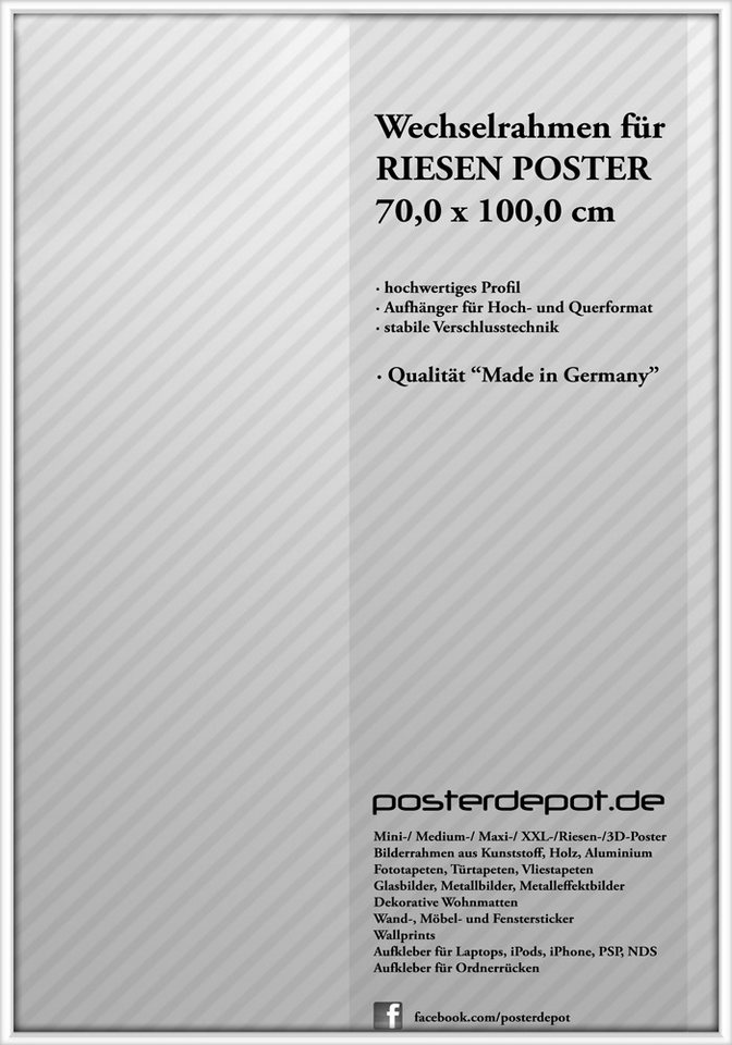 Wallario Rahmen Wechselrahmen aus Kunststoff, passend für Riesen-Poster (70 x 100 cm) von Wallario