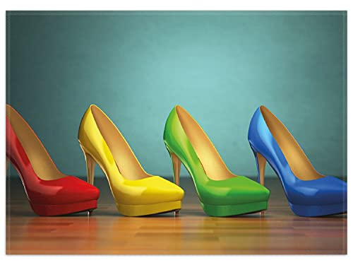 Wallario Rutschfester, Teppich mit Motiv - Fußmatte Bunte Schuhe - High Heels für Frauen, Größe 50 x 70 cm - flachgewebt von Wallario
