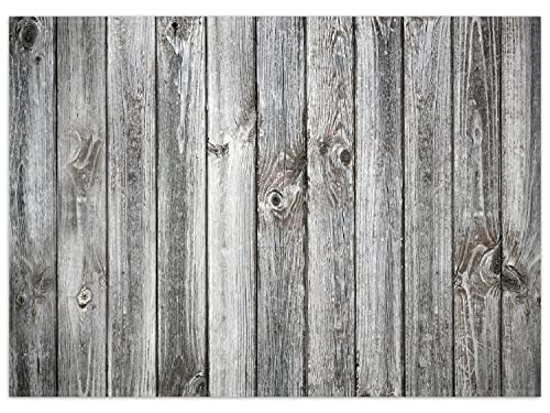 Wallario Rutschfester, Teppich mit Motiv - Fußmatte Holz-Optik Textur hellgraues Holz Paneele Dielen mit Asteinschlüssen, Größe 50 x 70 cm - flachgewebt von Wallario
