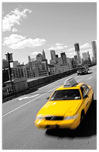 Wallario Rutschfester, Teppich mit Motiv - Fußmatte New York Yellow Taxi II, Größe 90 x 140 cm - flachgewebt von Wallario