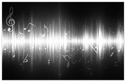 Wallario Rutschfester, Teppich mit Motiv - Fußmatte Noten der Musik in schwarz und weiß, Größe 90 x 140 cm - flachgewebt von Wallario