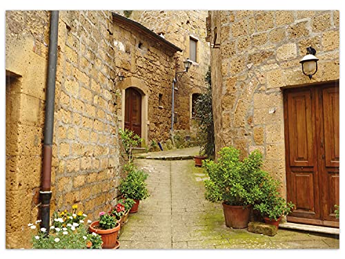 Wallario Rutschfester, Teppich mit Motiv - Fußmatte Weg durch die Altstadt - Toskana in Italien, Größe 50 x 70 cm - flachgewebt von Wallario