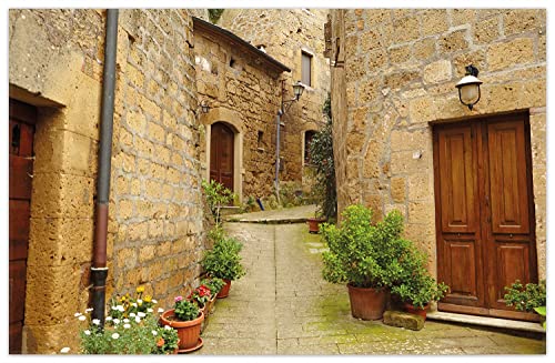 Wallario Rutschfester, Teppich mit Motiv - Fußmatte Weg durch die Altstadt - Toskana in Italien, Größe 90 x 140 cm - flachgewebt von Wallario