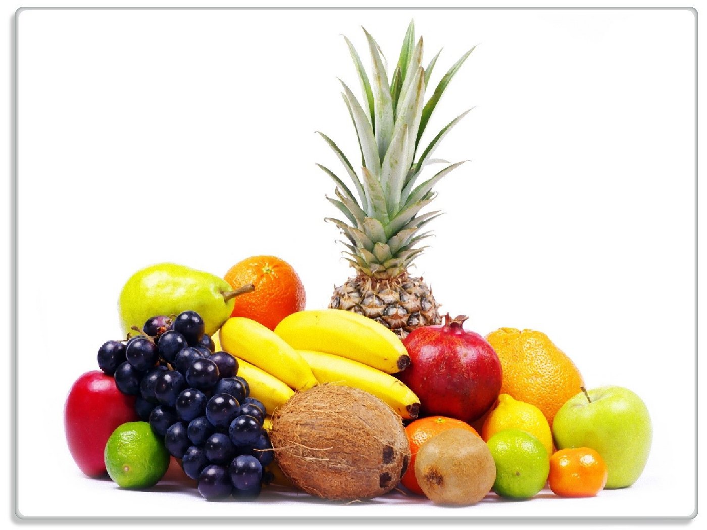 Wallario Schneidebrett Gemischtes Obst aus aller Welt - Exotische Obstsammlung, ESG-Sicherheitsglas, (inkl. rutschfester Gummifüße 4mm, 1-St), 30x40cm von Wallario
