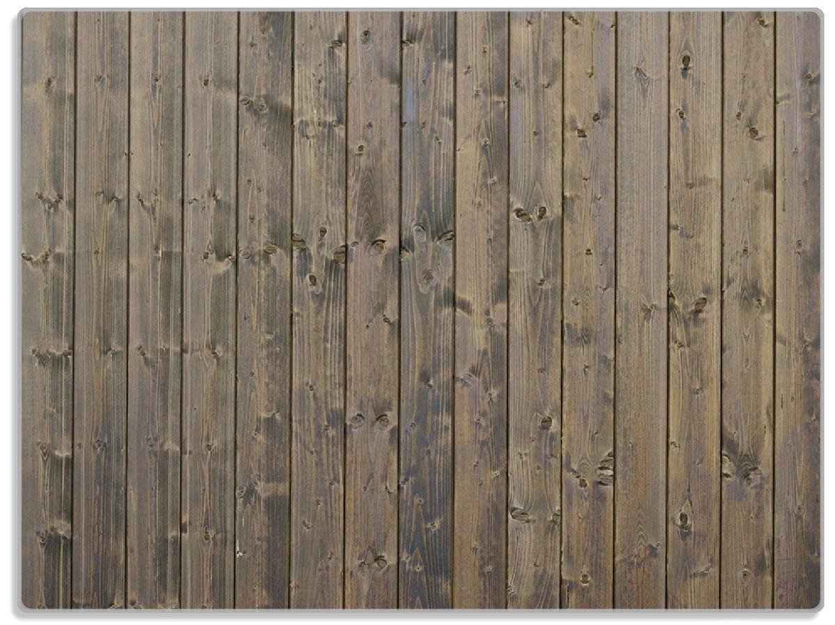 Wallario Schneidebrett Holzpaneelen in grau braun - Holzmuster mit Maserung, ESG-Sicherheitsglas, (inkl. rutschfester Gummifüße 4mm, 1-St), 30x40cm von Wallario