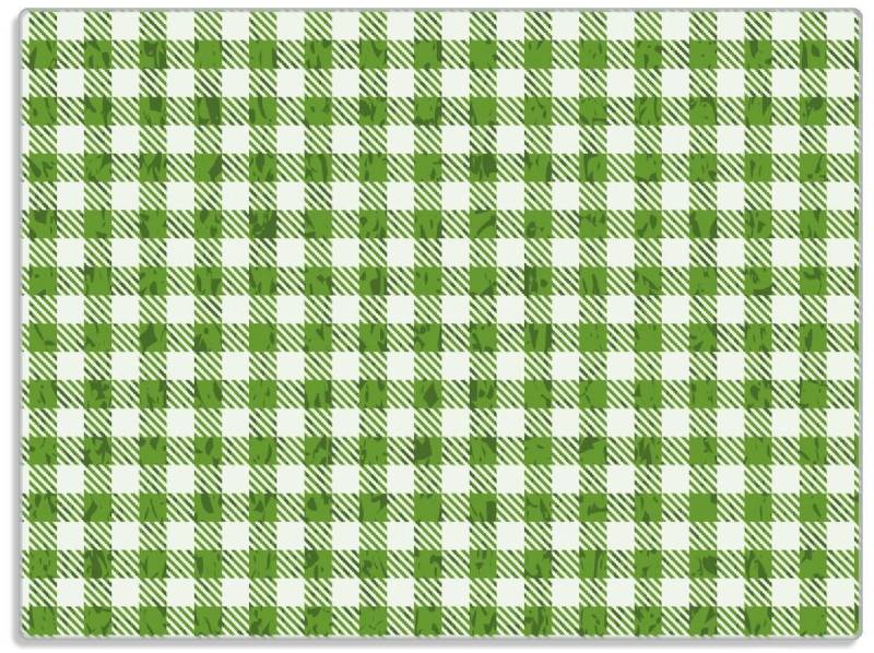 Wallario Schneidebrett Muster einer Tischdecke in grün und weiß kariert, ESG-Sicherheitsglas, (inkl. rutschfester Gummifüße 4mm, 1-St), 30x40cm von Wallario