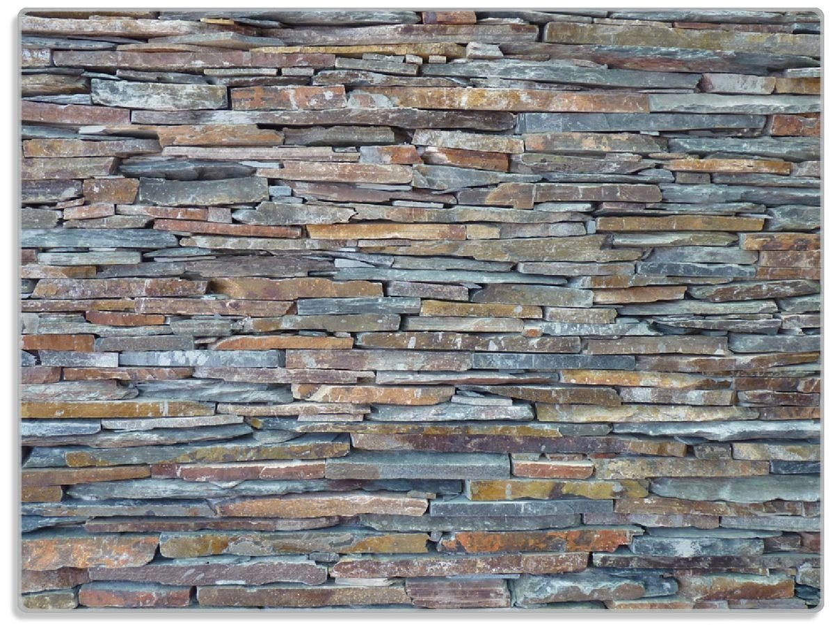 Wallario Schneidebrett Natursteinmauer in grau braun, ESG-Sicherheitsglas, (inkl. rutschfester Gummifüße 4mm, 1-St), 30x40cm von Wallario