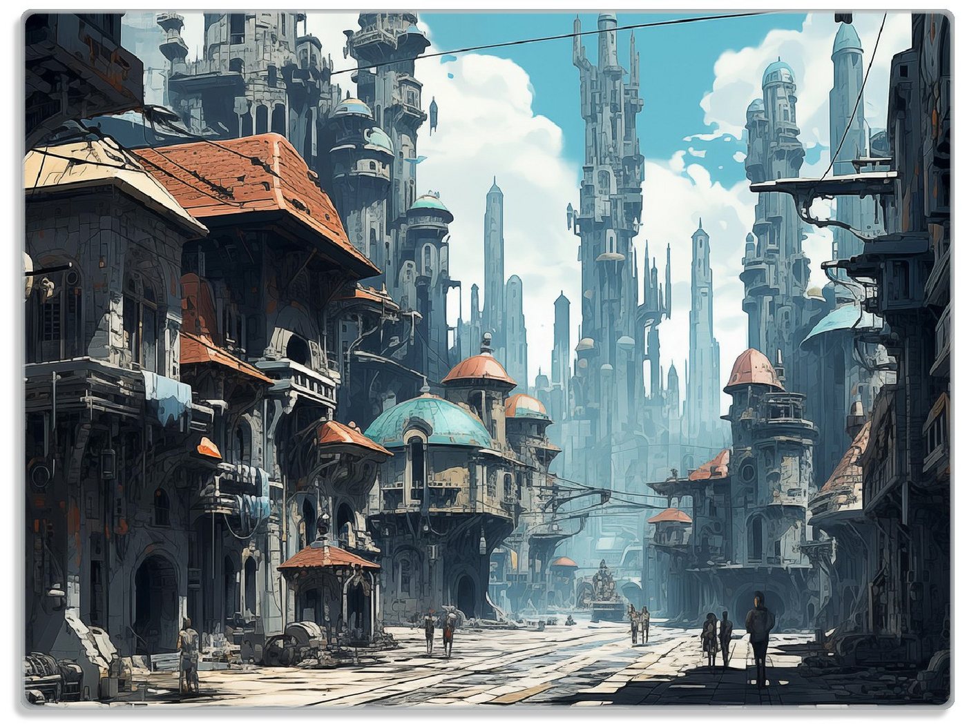 Wallario Schneidebrett Verlassene Zukunftsstadt, ESG-Sicherheitsglas, (inkl. rutschfester Gummifüße 4mm, 1-St), 30x40cm von Wallario