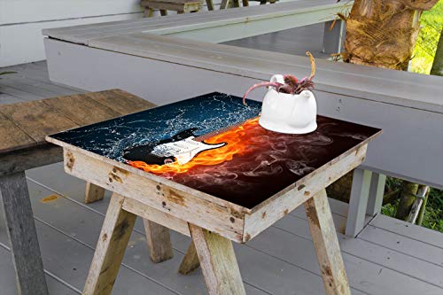 Wallario Selbstklebende Möbelfolie/Tischdecke für Innen und Außen, Größe: 60 x 60 cm - Feuer-Wasser-Gitarre von Wallario