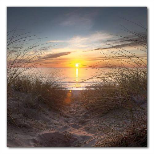 Wallario Selbstklebende Möbelfolie/Tischdecke für Innen und Außen, Größe: 80 x 80 cm - Sonnenuntergang am Strand von Wallario