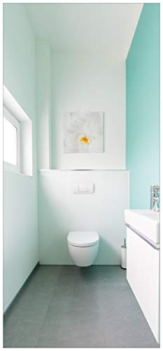 Wallario Selbstklebende Türtapete Badezimmer Gästetoilette Innenansicht - WC und Waschbecken - Türposter 93 x 205 cm Abwischbar, rückstandsfrei zu entfernen von Wallario
