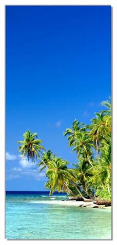 Wallario Selbstklebende Türtapete Blauer Himmel weißer Strand Palmen und das tiefblaue Meer - Türposter 93 x 205 cm Abwischbar, rückstandsfrei zu entfernen Wallario Selbstklebende Türtapete Blauer Himmel weißer Strand Palmen und das tiefblaue Meer - Türposter 93 x 205 cm Abwischbar, rückstandsfrei zu entfernen von Wallario