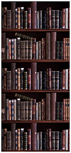 Wallario Selbstklebende Türtapete Bücherregal mit Alten Büchern - Türposter 100 x 220 cm Abwischbar, rückstandsfrei zu entfernen von Wallario