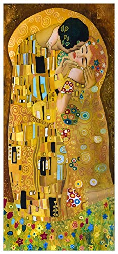 Wallario Selbstklebende Türtapete Der Kuss von Klimt - Türposter 93 x 205 cm Abwischbar, rückstandsfrei zu entfernen von Wallario