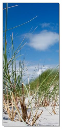 Wallario Selbstklebende Türtapete Düne am Strand unter blauem Himmel - Türposter 93 x 205 cm Abwischbar, rückstandsfrei zu entfernen von Wallario