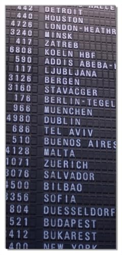 Wallario Selbstklebende Türtapete Flughafen Abflugtafel - Türposter 93 x 205 cm Abwischbar, rückstandsfrei zu entfernen von Wallario