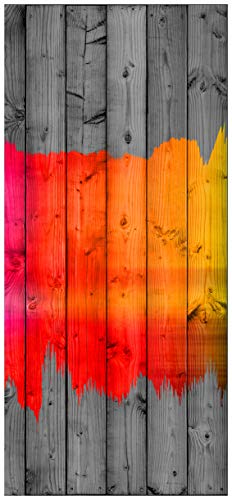 Wallario Selbstklebende Türtapete Holzpaneel - Bemaltes buntes Holz - Türposter 93 x 205 cm Abwischbar, rückstandsfrei zu entfernen von Wallario