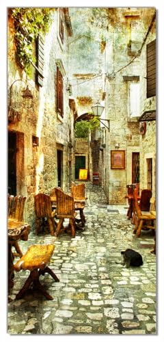 Wallario Selbstklebende Türtapete Italienische kleine Gasse - Türposter 93 x 205 cm Abwischbar, rückstandsfrei zu entfernen von Wallario