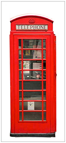 Wallario Selbstklebende Türtapete London Rote Telefonzelle - Türposter 100 x 220 cm Abwischbar, rückstandsfrei zu entfernen von Wallario