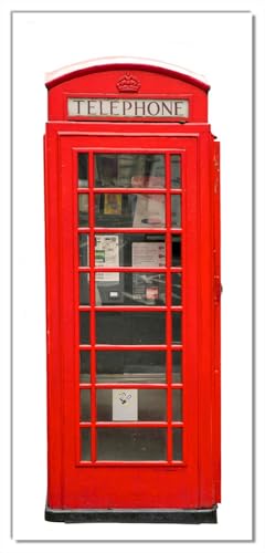 Wallario Selbstklebende Türtapete London Rote Telefonzelle - Türposter 93 x 205 cm Abwischbar, rückstandsfrei zu entfernen von Wallario