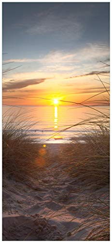 Wallario Selbstklebende Türtapete Sonnenuntergang am Strand - Türposter 93 x 205 cm Abwischbar, rückstandsfrei zu entfernen von Wallario