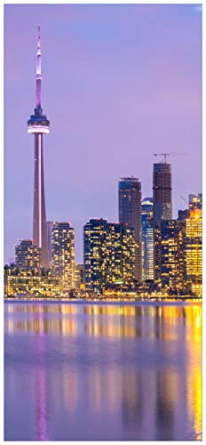 Wallario Selbstklebende Türtapete Toronto Skyline - Kanada am Abend - Türposter 93 x 205 cm Abwischbar, rückstandsfrei zu entfernen von Wallario