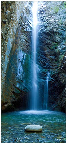 Wallario Selbstklebende Türtapete Wasserfall bei Sonneneinfall - Türposter 100 x 220 cm Abwischbar, rückstandsfrei zu entfernen von Wallario