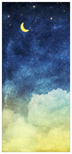 Wallario Selbstklebende Türtapete Wolkenhimmel mit Mond und Sternen - Türposter 93 x 205 cm Abwischbar, rückstandsfrei zu entfernen von Wallario