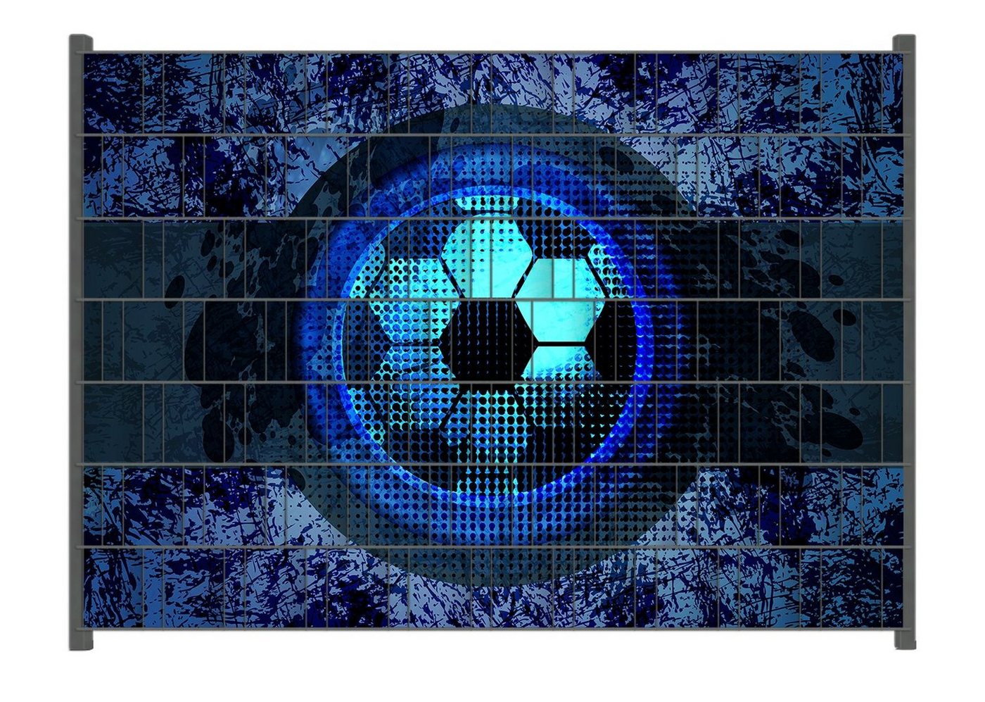 Wallario Sichtschutzstreifen Fußball Design - Abstraktes Muster in blau von Wallario